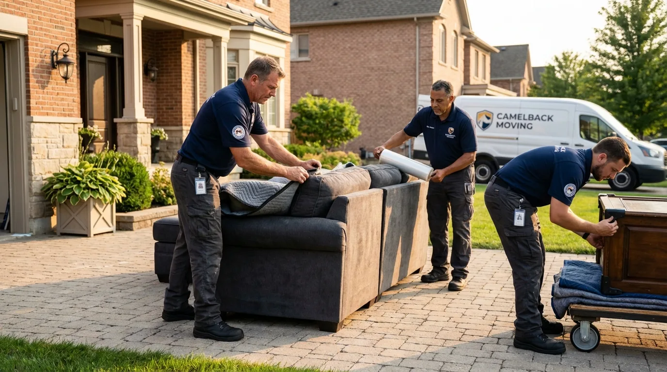 Large estate moving crew wrapping furniture in Milam, TX